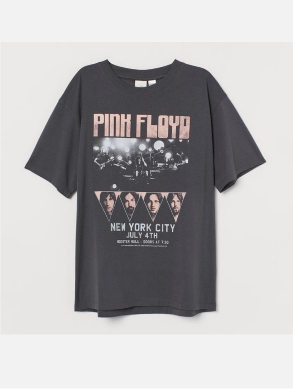 H&M Pink Floyd Graphic Short Sleeve Tee   Gray XS New York Rock Band Music Merch